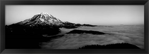 Framed Sea of clouds with mountains in the background, Mt Rainier, Washington State Print