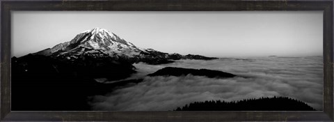 Framed Sea of clouds with mountains in the background, Mt Rainier, Washington State Print