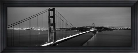 Framed Golden Gate Bridge at Dusk, San Francisco, California BW Print