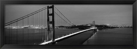 Framed Golden Gate Bridge at Dusk, San Francisco, California BW Print