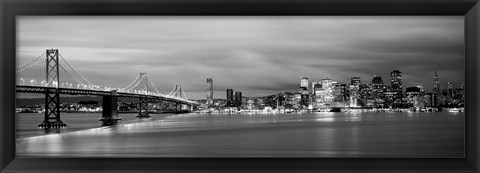 Framed Bay Bridge lit up at dusk, San Francisco, California Print