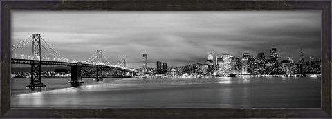 Framed Bay Bridge lit up at dusk, San Francisco, California Print