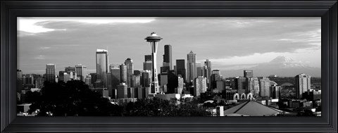 Framed City viewed from Queen Anne Hill, Space Needle, Seattle, Washington State Print