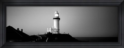 Framed Lighthouse at dusk, Broyn Bay Light House, New South Wales, Australia BW Print