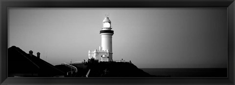 Framed Lighthouse at dusk, Broyn Bay Light House, New South Wales, Australia BW Print