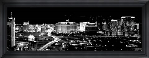 Framed City lit up at night, Las Vegas, Nevada Print