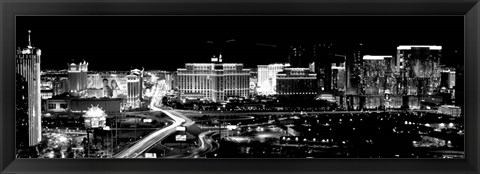 Framed City lit up at night, Las Vegas, Nevada Print