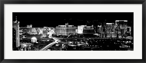 Framed City lit up at night, Las Vegas, Nevada Print