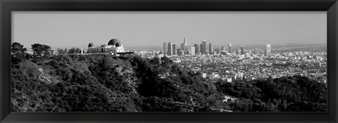 Framed Griffith Park Observatory, Los Angeles, California BW Print