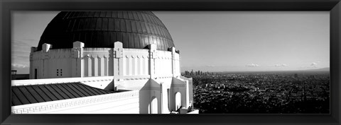 Framed Observatory with cityscape in the background, Griffith Park Observatory, LA, California Print