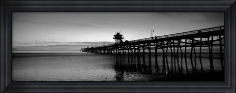 Framed Silhouette of a pier, San Clemente Pier, Los Angeles County, California BW Print