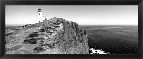 Framed Lighthouse at a coast, Anacapa Island Lighthouse, Anacapa Island, California Print