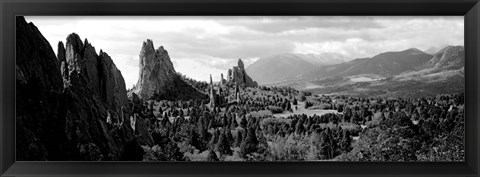 Framed Garden of The Gods, Colorado Springs, Colorado (black &amp; white) Print