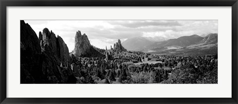 Framed Garden of The Gods, Colorado Springs, Colorado (black &amp; white) Print