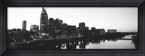 Framed Skylines at dusk along Cumberland River, Nashville, Tennessee Print