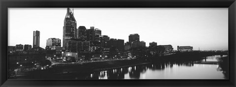 Framed Skylines at dusk along Cumberland River, Nashville, Tennessee Print