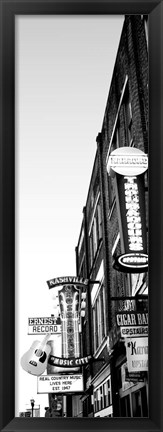 Framed Neon signs at dusk, Nashville, Tennessee Print