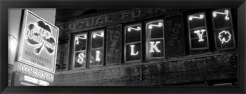 Framed Pub lit up at night, Silky O&#39;Sullivan&#39;s, Beale Street, Memphis, Tennessee Print