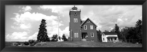 Framed Two Harbors Lighthouse on Lake Superior&#39;s Agate Bay, Burlington Bay, Minnesota Print