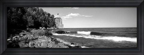 Framed Lighthouse on a cliff, Split Rock Lighthouse, Lake Superior, Minnesota Print