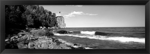 Framed Lighthouse on a cliff, Split Rock Lighthouse, Lake Superior, Minnesota Print