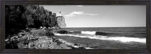 Framed Lighthouse on a cliff, Split Rock Lighthouse, Lake Superior, Minnesota Print