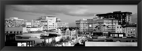 Framed High angle view of buildings in a city, Rodeo Drive, Beverly Hills, California Print