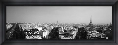 Framed High angle view of a cityscape, Paris, France BW Print
