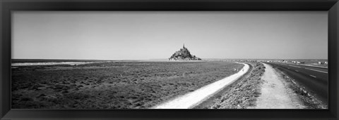 Framed Road passing through a landscape, Mont Saint-Michel, Normandy, France Print