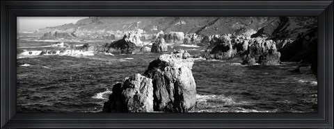 Framed Rock formations on the beach, Big Sur, Garrapata State Beach, California Print
