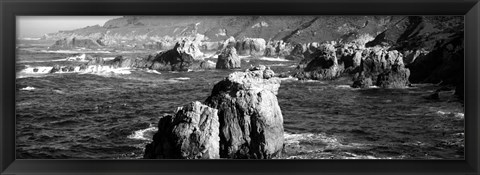 Framed Rock formations on the beach, Big Sur, Garrapata State Beach, California Print