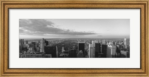 Framed Cityscape at sunset, Central Park, East Side of Manhattan, NY Print