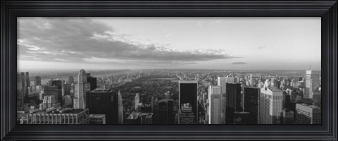 Framed Cityscape at sunset, Central Park, East Side of Manhattan, NY Print