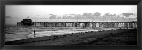 Framed Pier in an ocean, Newport Pier, Newport Beach, Orange County, California Print