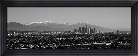 Framed High angle view of a city, Los Angeles, California BW Print
