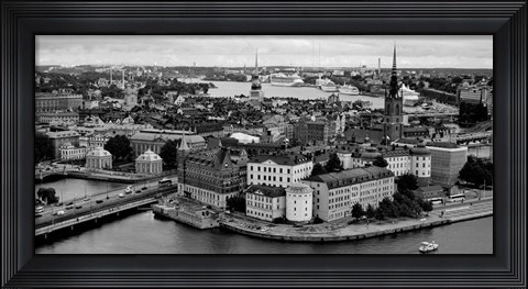 Framed High angle view of a city, Stockholm, Sweden BW Print