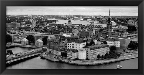 Framed High angle view of a city, Stockholm, Sweden BW Print