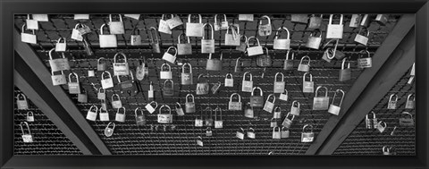 Framed Locks of Love on a fence, Hohenzollern Bridge, Cologne, Germany Print