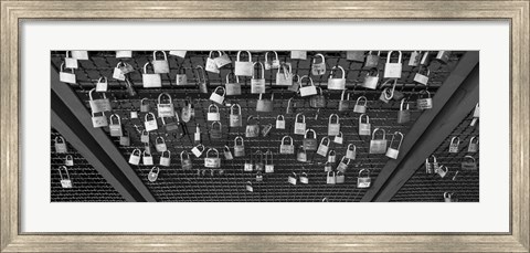 Framed Locks of Love on a fence, Hohenzollern Bridge, Cologne, Germany Print