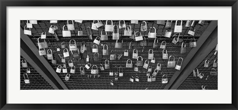 Framed Locks of Love on a fence, Hohenzollern Bridge, Cologne, Germany Print