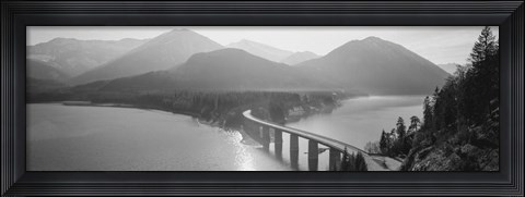 Framed Bridge Over Sylvenstein Lake, Bavaria, Germany BW Print