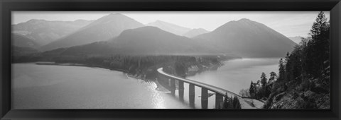 Framed Bridge Over Sylvenstein Lake, Bavaria, Germany BW Print