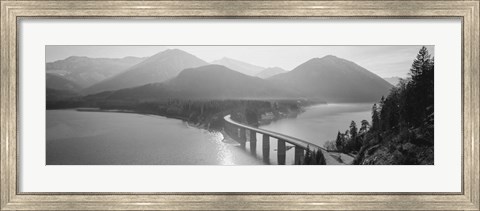 Framed Bridge Over Sylvenstein Lake, Bavaria, Germany BW Print