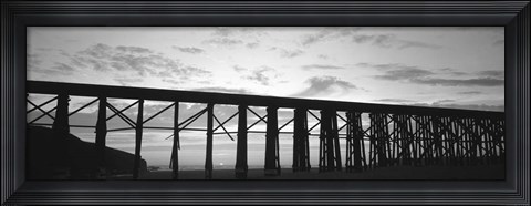Framed Silhouette of a railway bridge, Fort Bragg, California Print
