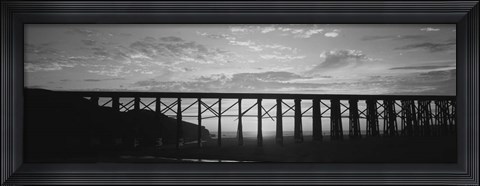 Framed Silhouette of a railway bridge, Pudding Creek Bridge, Fort Bragg, California Print
