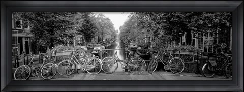 Framed Bikes in Amsterdam, Netherlands (black &amp; white) Print