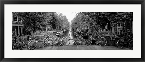 Framed Bikes in Amsterdam, Netherlands (black &amp; white) Print