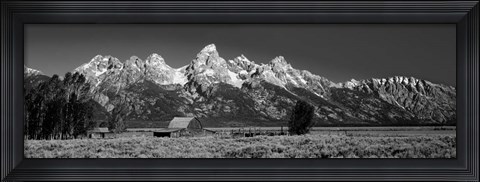 Framed Barn On Plain Before Mountains, Grand Teton National Park, Wyoming Print