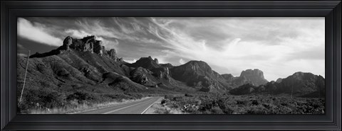 Framed Highway Passing Through A Landscape, Big Bend National Park, Texas Print