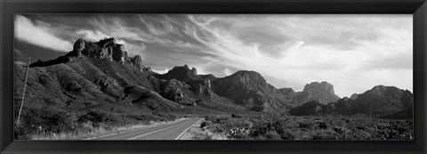 Framed Highway Passing Through A Landscape, Big Bend National Park, Texas Print